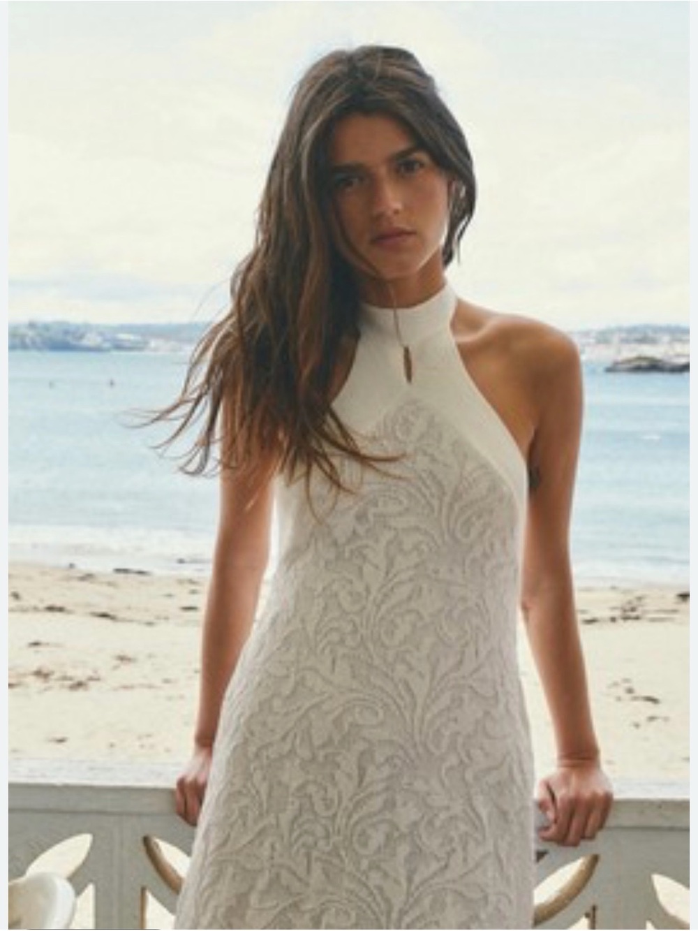 Zara Cream Halter Lace Maxi Dress - Picture 2 of 11